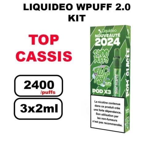 Kit starter Liquideo Wpuff pod 2.0 x3 Cartouches 2ml Pod Puff jetable sans fuite- cassis