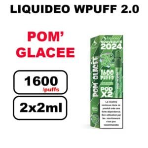 Liquideo Wpuff pod 2.0 x2 Cartouches 2ml Pod Puff jetable sans fuite- pomme glacee