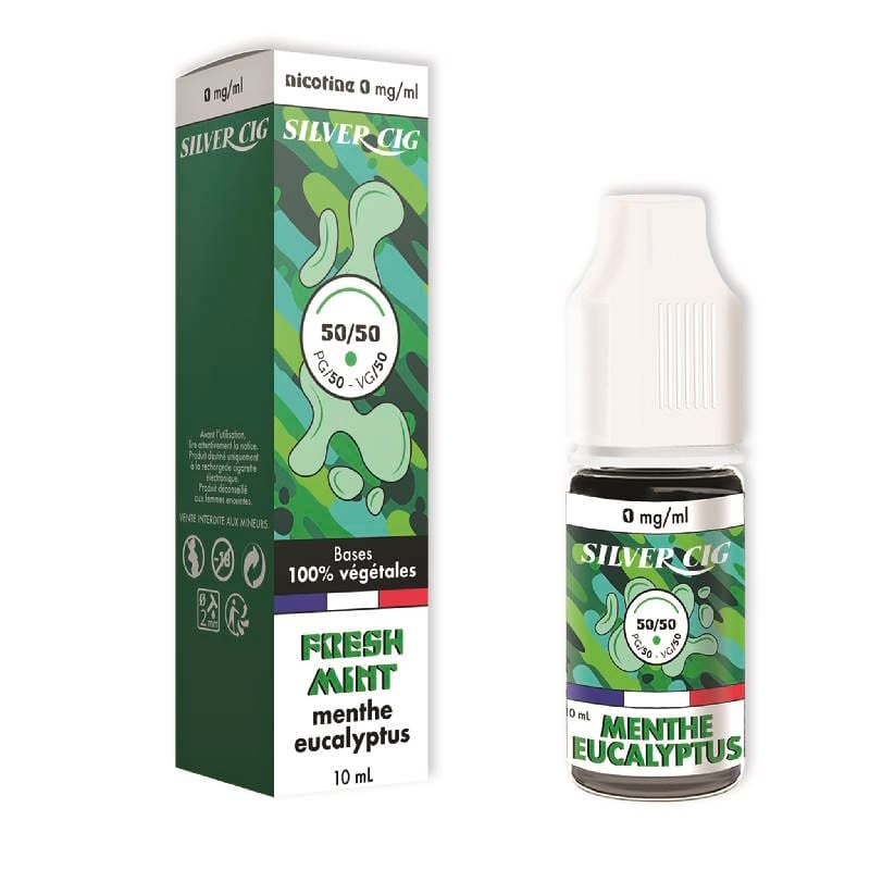 Silver cig 50/50 10ml fresh mint menthe eucaplytus