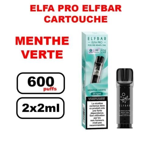 Cartouches ELFA Pro Elfbar 2ml x2- menthe verte