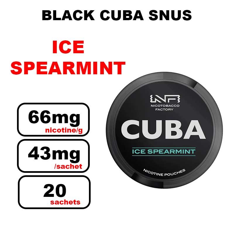 Cuba black strong snus 43mg/pouch- ice spearmint
