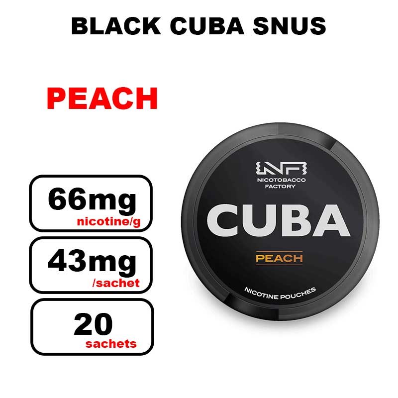Cuba black strong snus 43mg/pouch- peach
