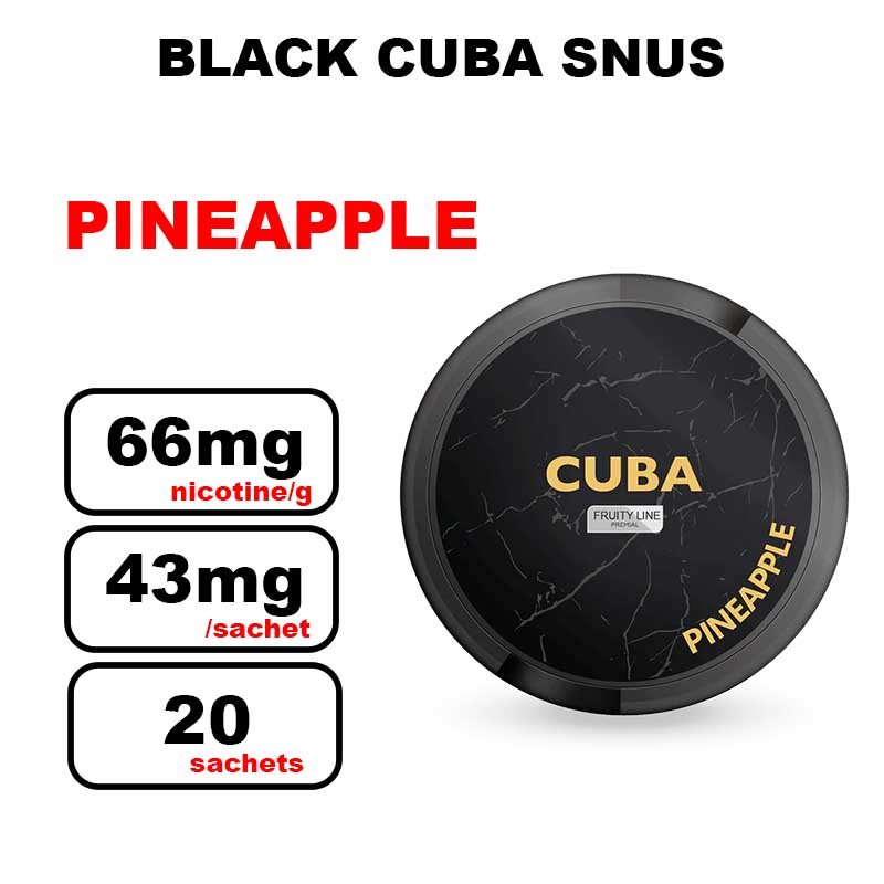 Cuba black strong snus 43mg/pouch- pineapple
