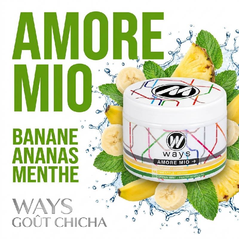 Gout-Chicha-Cellulose-Amore-Mio-banane-ananas-menthe-marocaine-200g-Ways