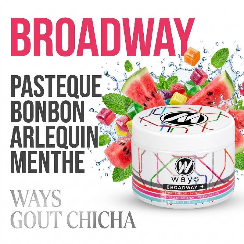 Gout-Chicha-Cellulose-Broadway-Pasteque-Bonbon-arlequin-Menthe-fraiche-200g-Ways