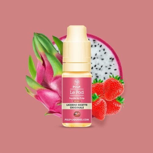 eliquide le pod by pulp sels de nicotine nic salt gros fumeur saveur licorn recette fruit du dragon fraise