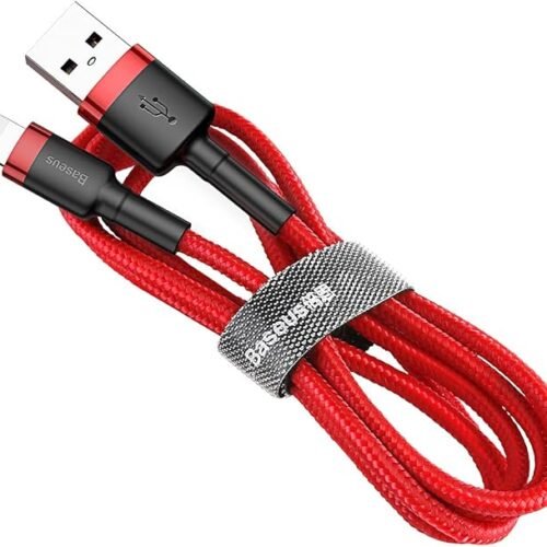 Câble Iphone Baseus Cafule USB Lightning cable 2.4A 1m Noir rouge