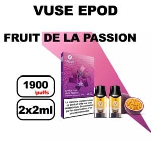 Vuse cartouche Epod x2 1.9ml Capsule ePOD eliquide pré-remplie pour vapoteur- fruit de la passion