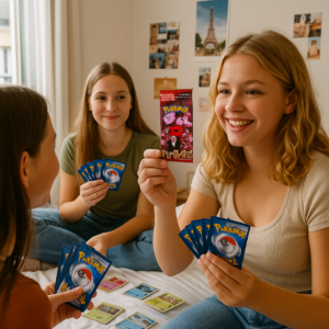 pokemon-carte-collection-jeune-fille-entrain-de-jouer