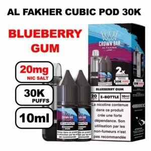 Cartouche Cubic 30k 10+2ml + E-liquides 20mg 10ml x2 - Crown Bar by Al Fakher-blueberry-gum