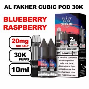 Cartouche Cubic 30k 10+2ml + E-liquides 20mg 10ml x2 - Crown Bar by Al Fakher-blueberry-raspberry