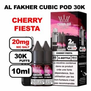 Cartouche Cubic 30k 10+2ml + E-liquides 20mg 10ml x2 - Crown Bar by Al Fakher-cherry-fiesta