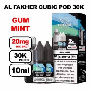 Cartouche Cubic 30k 10+2ml + E-liquides 20mg 10ml x2 - Crown Bar by Al Fakher-gum-mint