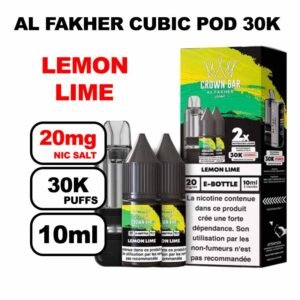 Cartouche Cubic 30k 10+2ml + E-liquides 20mg 10ml x2 - Crown Bar by Al Fakher-lemon-lime