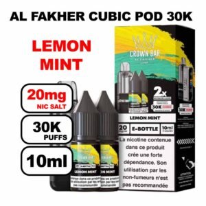 Cartouche Cubic 30k 10+2ml + E-liquides 20mg 10ml x2 - Crown Bar by Al Fakher-lemon-mint