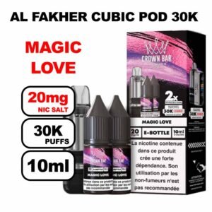 Cartouche Cubic 30k 10+2ml + E-liquides 20mg 10ml x2 - Crown Bar by Al Fakher-magic-love