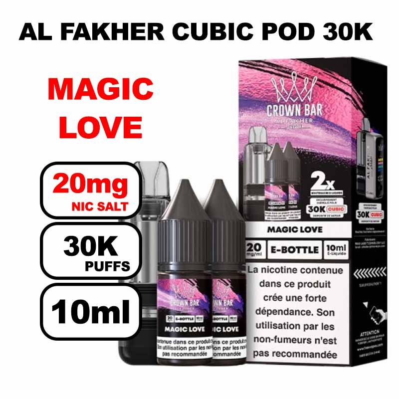 Cartouche Cubic 30k 10+2ml + E-liquides 20mg 10ml x2 - Crown Bar by Al Fakher-magic-love