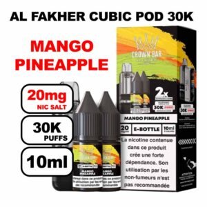 Cartouche Cubic 30k 10+2ml + E-liquides 20mg 10ml x2 - Crown Bar by Al Fakher-mango-pineapple