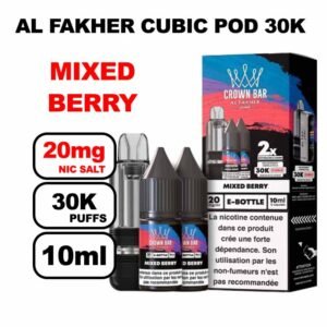 Cartouche Cubic 30k 10+2ml + E-liquides 20mg 10ml x2 - Crown Bar by Al Fakher-mixed-berry