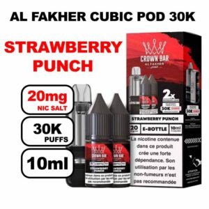 Cartouche Cubic 30k 10+2ml + E-liquides 20mg 10ml x2 - Crown Bar by Al Fakher-strawberry-punch