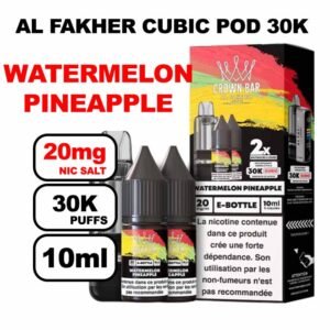 Cartouche Cubic 30k 10+2ml + E-liquides 20mg 10ml x2 - Crown Bar by Al Fakher-watermelon-pineapple