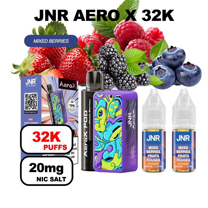 JNR AeroX 32k puffs rechargeable 20mg Nic salt