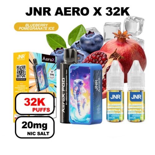 JNR AeroX 32k puffs rechargeable 20mg Nic salt- blueberry-pomegranate-ice