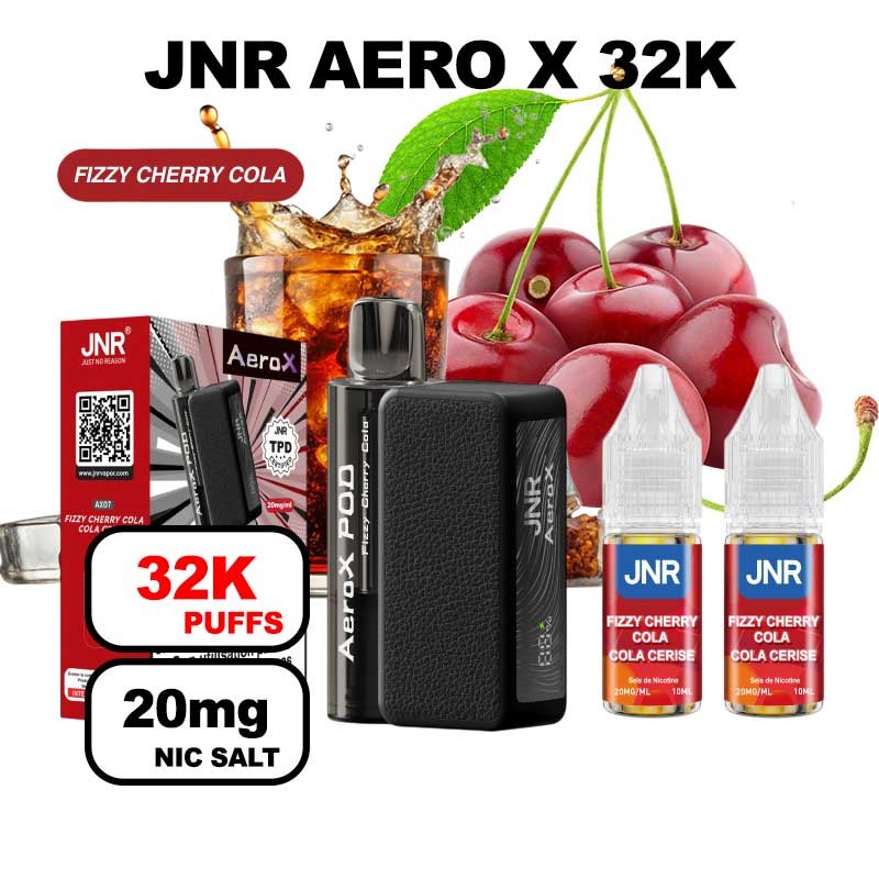 JNR AeroX 32k puffs rechargeable 20mg Nic salt- fizzy-cherry-cola