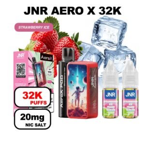 JNR AeroX 32k puffs rechargeable 20mg Nic salt- strawberry ice