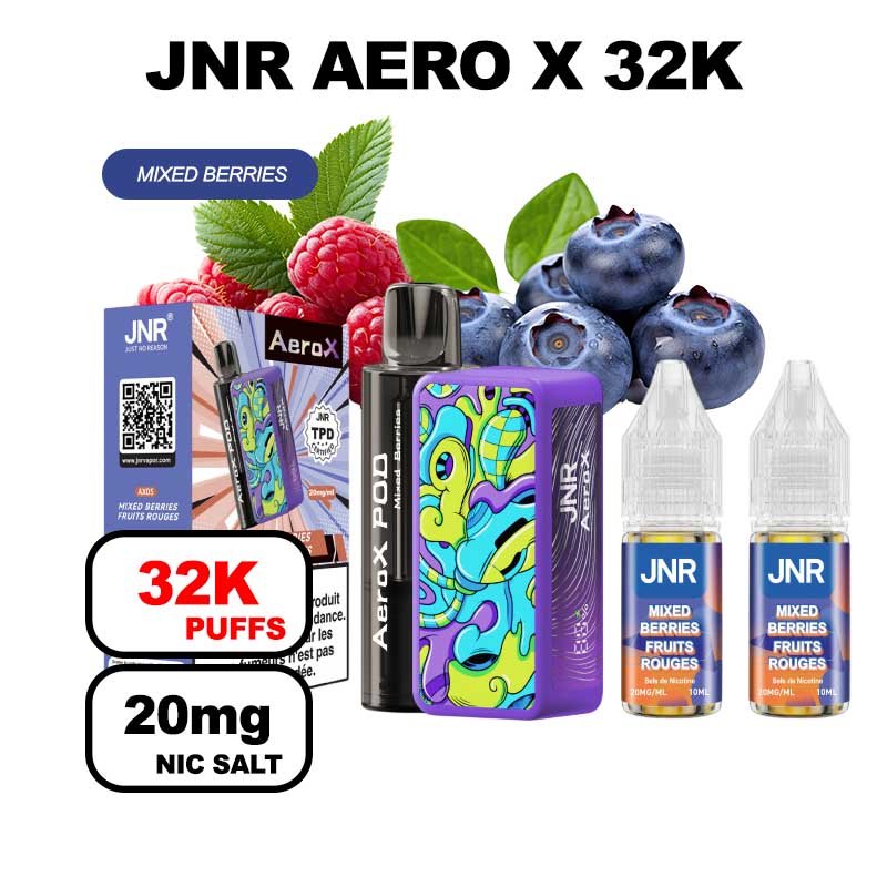 JNR AeroX 32k puffs rechargeable 20mg Nic salt