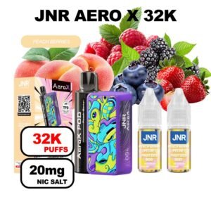 JNR AeroX 32k puffs rechargeable 20mg Nic salt-peaxh-berries