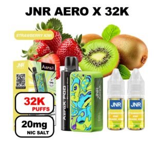 JNR AeroX 32k puffs rechargeable 20mg Nic salt-strawberry-kiwi