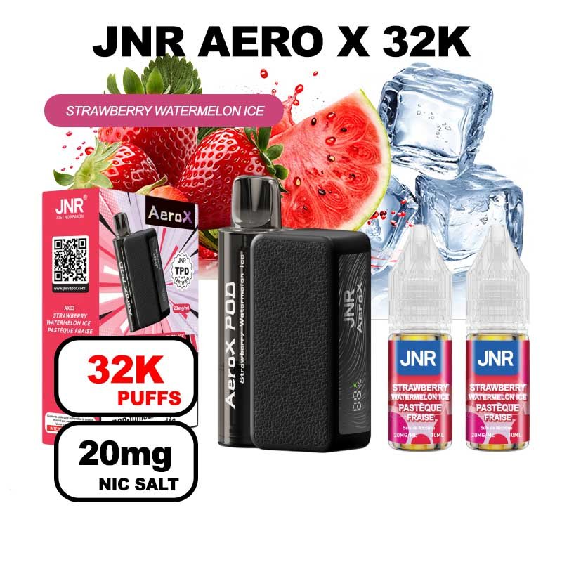 JNR AeroX 32k puffs rechargeable 20mg Nic salt-strawberry-watermelon-ice