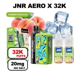 JNR AeroX 32k puffs rechargeable 20mg Nic salt-summer-peach-ice