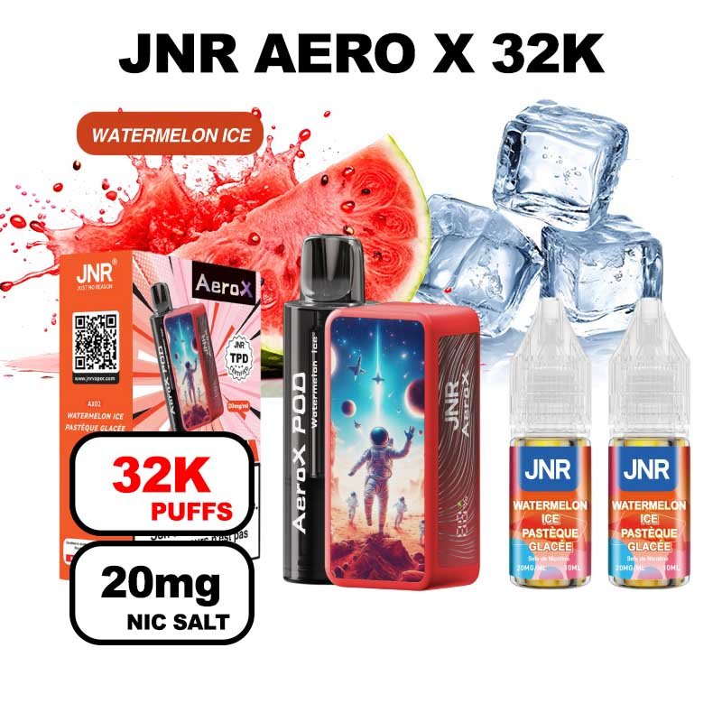 JNR AeroX 32k puffs rechargeable 20mg Nic salt-watermelon-ice