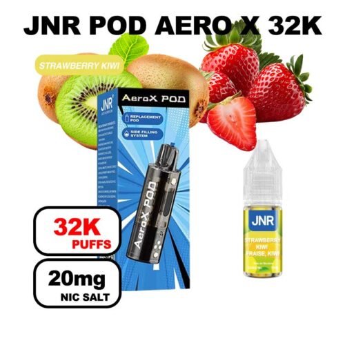 JNR AeroX pod rechargeable + e-liquide 10ml 20mg Nic salt- strawberry kiwi