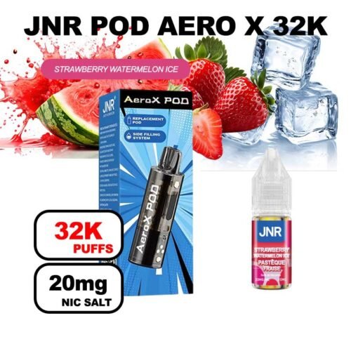 JNR AeroX pod rechargeable + e-liquide 10ml 20mg Nic salt-strawberry watermelon ice