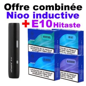 Offre-combinee-Nioo-inductive-HiTaste-E10-HNB-compatible-IQOS-ILUMA-stick-sans-tabac-manuel-utilisation-couverture