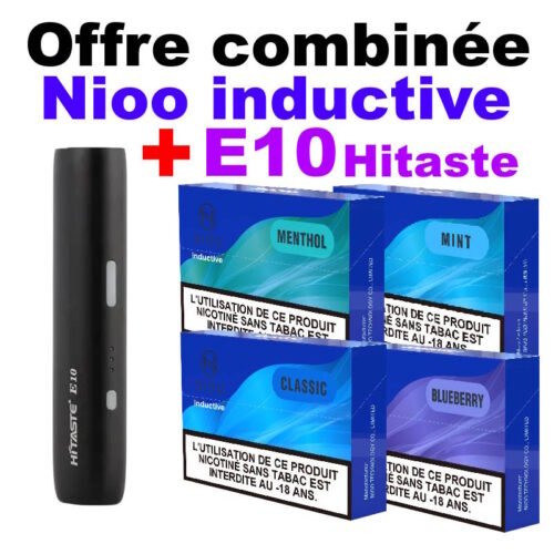 Offre-combinee-Nioo-inductive-HiTaste-E10-HNB-compatible-IQOS-ILUMA-stick-sans-tabac-manuel-utilisation-couverture