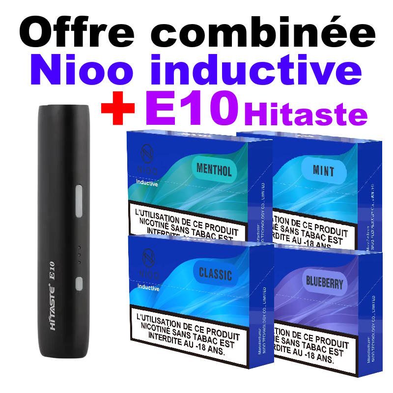 Offre-combinee-Nioo-inductive-HiTaste-E10-HNB-compatible-IQOS-ILUMA-stick-sans-tabac-manuel-utilisation-couverture