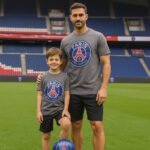 t-shirt-gris-psg-dans-un-stade-de-foot-le-papa-et-lenfant-porte-le-maillot-psg-dans-ses-pieds-un-ballon-psg