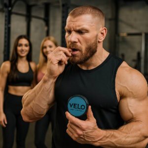 un-homme-super-muscle-comme-anatoly-entrain-de-consommer-un-sachet-de-nicotine-VELO-snus-dans-ses-doigts-salle-de-sport-fitness-en-compagnie-de-2-copines
