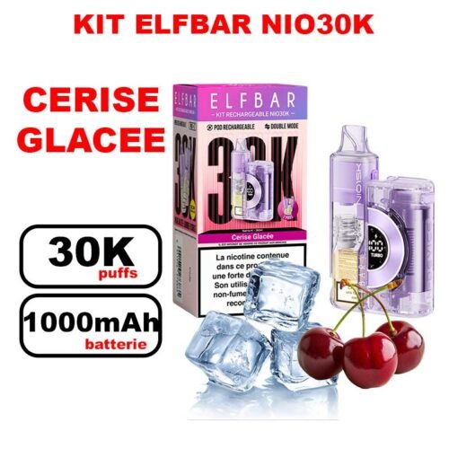 Elfbar NIO30K 20mg : Grosse Puff Jetable Grande Capacité- cerise glacée