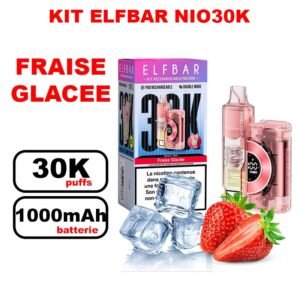 Elfbar NIO30K 20mg : Grosse Puff Jetable Grande Capacité- fraise glacée