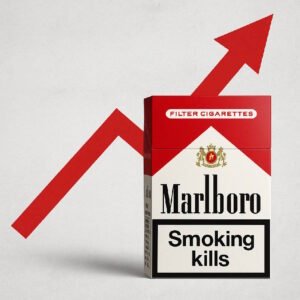 un-paquet-de-marlboro-red-en-arrier-plan-une-fleche-qui-montre-la-hausse-du-prix-des-paquets-de-cigarettes-sur-les-10-dernieres-annees