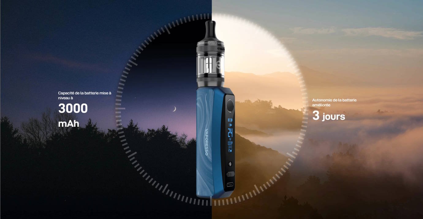 kit-gtx-one-pro-40w-vaporesso-3ml-3000mah-autonomie-3 jours