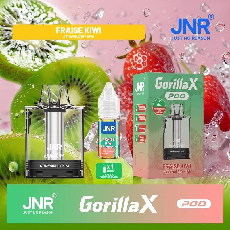 jnr-gorilla-x-pod-remplissable-cartouche-20mg-2x10ml-fraise-kiwi-decoration