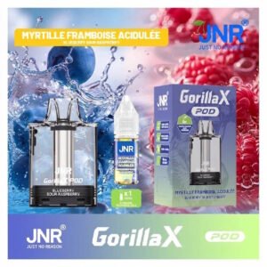jnr-gorilla-x-pod-remplissable-cartouche-vide-20mg-10ml-myrtille-framboise-acidulee-decoration