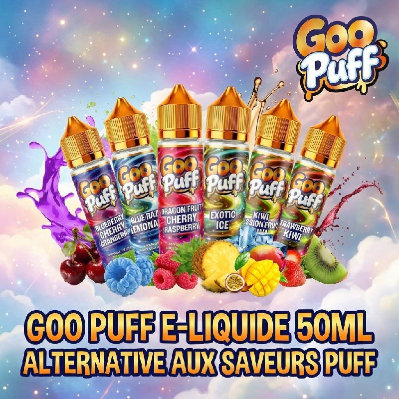 E-Liquide Goo Puff 0mg 50ml - Saveur intense type puff 50/50