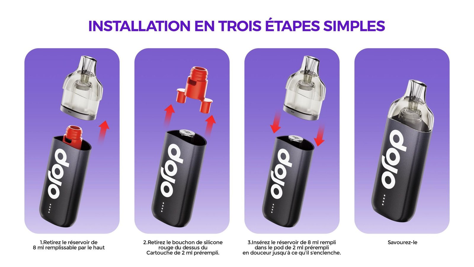 Cartouche Dojo Blast 15K – 10ml par Dojo by Vaporesso 2 INSTALLATION_DE_LA_CARTOUCHE_DOJO_BLAST-15k-puff